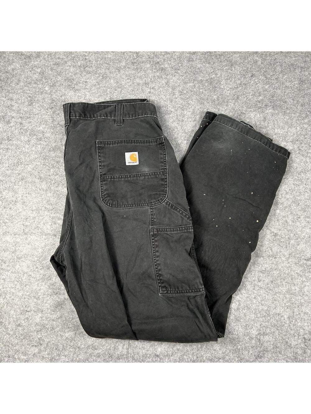 Carhartt black relaxed fit carpenter pants Paint Splatter Size 40x34 Workwear
